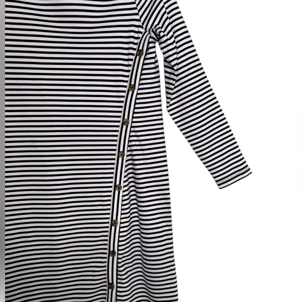 Loft Striped Side Button Long Sleeve Mini Dress Size Small Petite (SP) - Picture 8 of 11